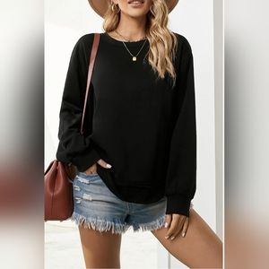 !!! Long Sleeves Black Lightweight Oversized Tee